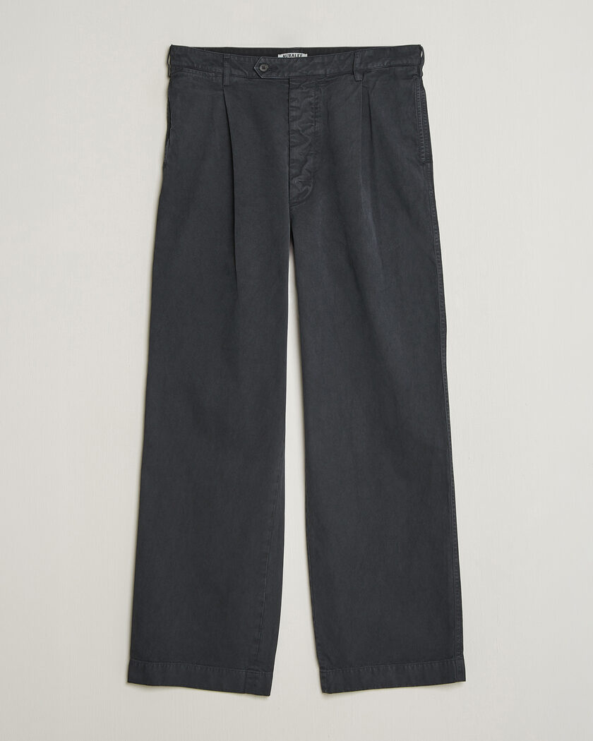 Auralee Garment Dyed Finx Chinos Black – Svart