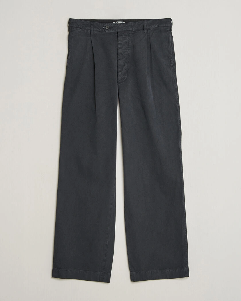 Auralee Garment Dyed Finx Chinos Black – Svart