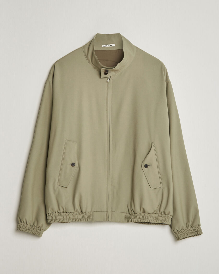 Auralee Wool Zip Bomber Jacket Light Khaki – Grønn