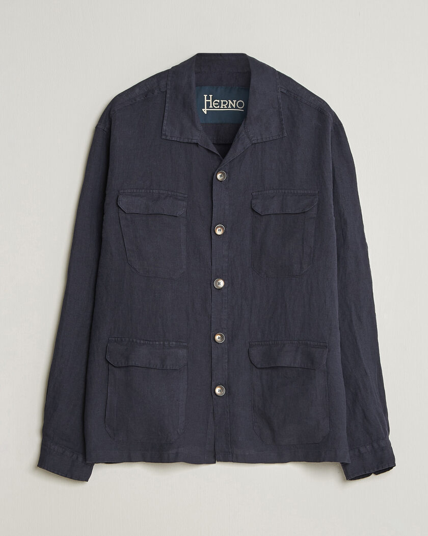 Herno Linen Safari Jacket Navy – Blå