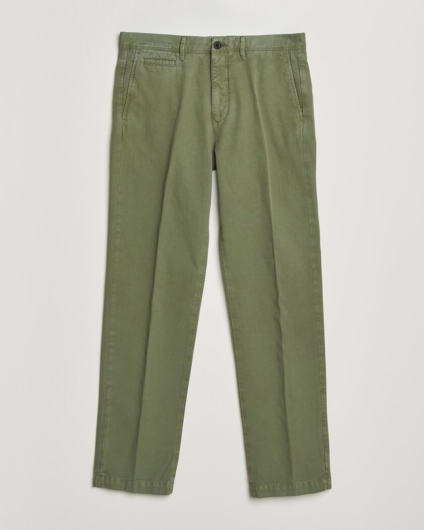 Incotex Regular Fit Cotton/Linen Slacks Military – Grønn