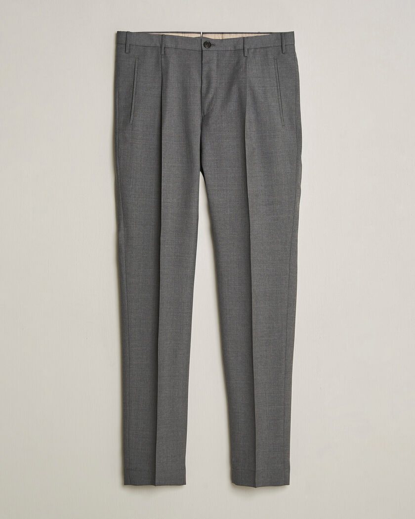 Incotex Regular Fit Super 100s Wool Pants Grey Melange – Grå