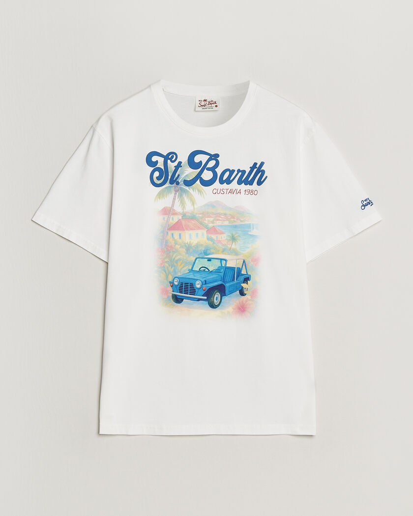 MC2 Saint Barth Printed Cotton T-Shirt Ibiscus Car – Hvit