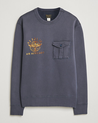 RRL Training Crew Sweatshirt Faded Blue – Blå