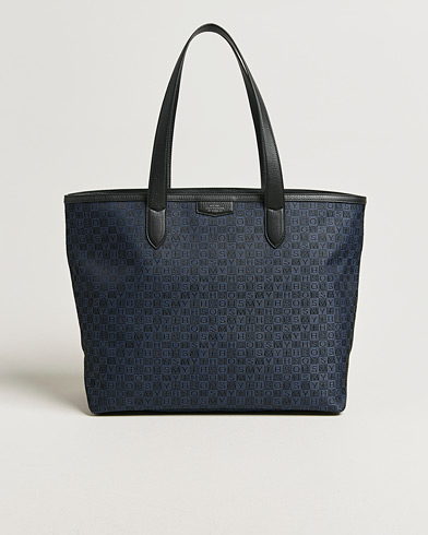 Smythson Canvas Stamp Tote Navy – Blå