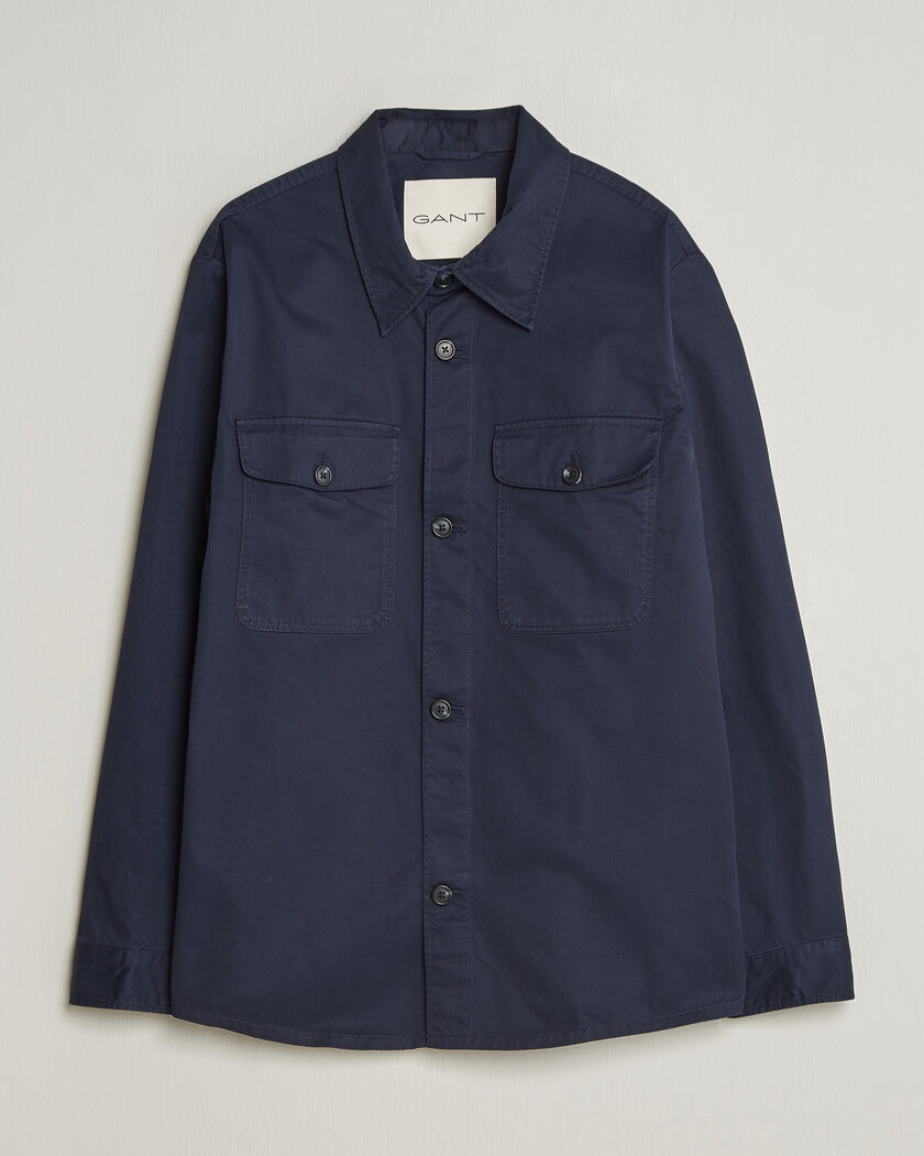 GANT Regular Fit Cotton Twill Overshirt Evening Blue – Blå