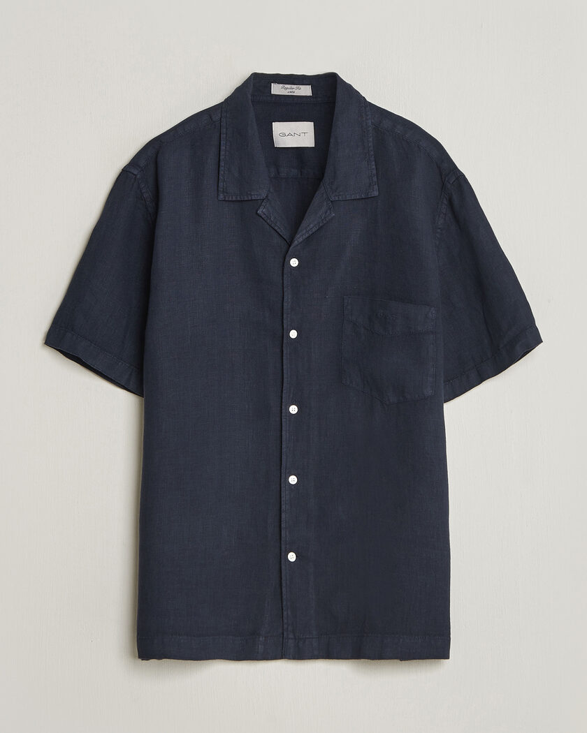 Gant Regular Fit Garment Dyed Camp Shirrt Evening Blue – Blå