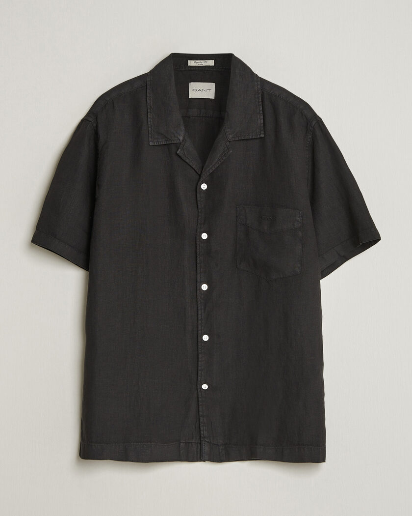 GANT Regular Fit Garment Dyed Resort Shirt Black – Svart