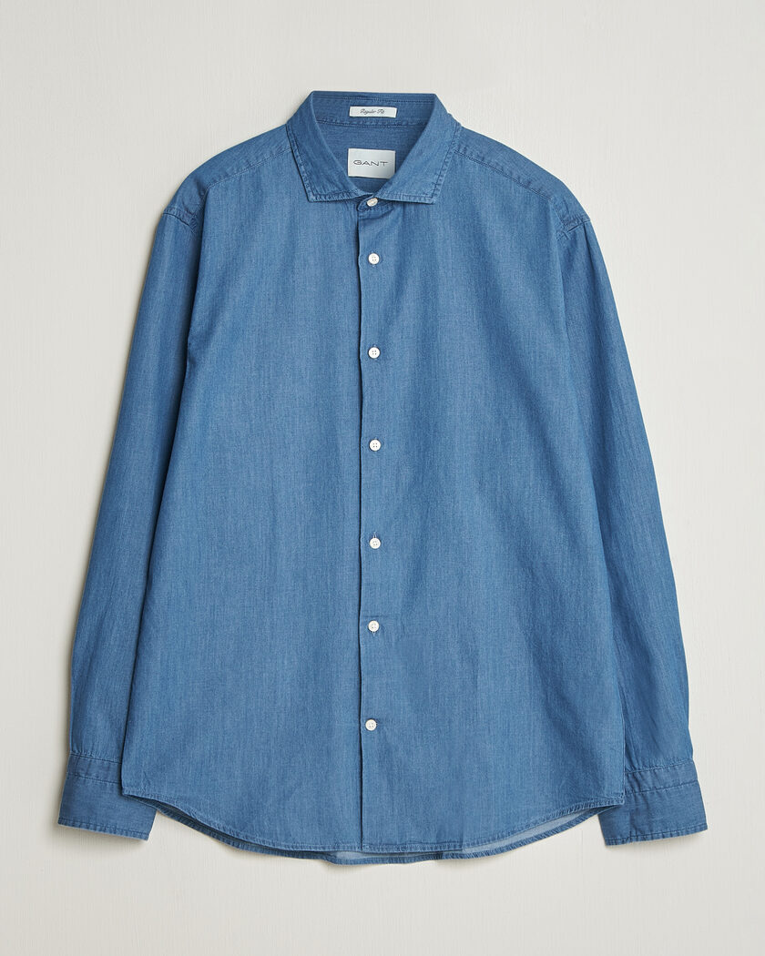 GANT Regular Fit Indigo Twill Shirt Semi Light Blue – Blå