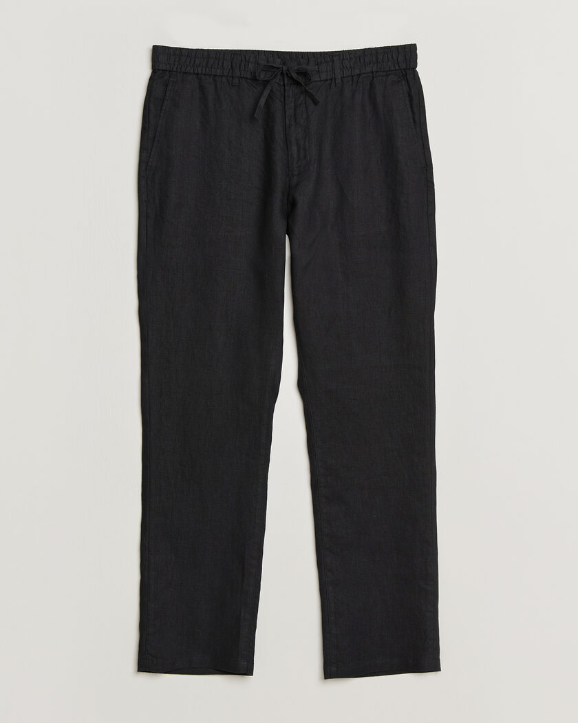 GANT Regular Fit Linen Drawstring Pants Black – Svart