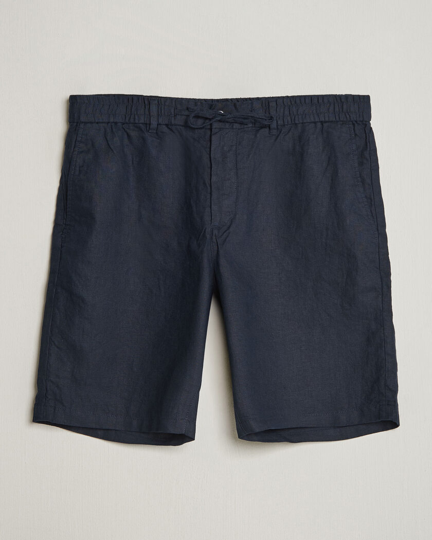 GANT Regular Fit Linen Drawstring Shorts Evening Blue – Blå
