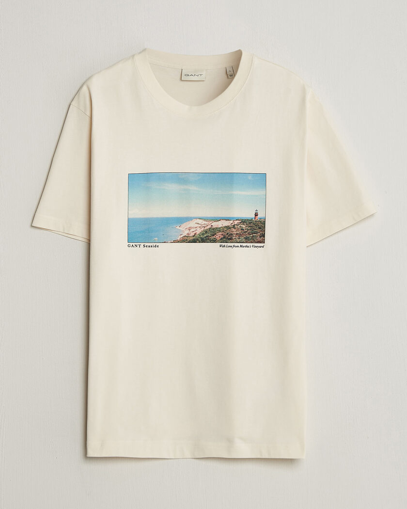 GANT Scenery Graphic Crew Neck T-Shirt Cream – Beige