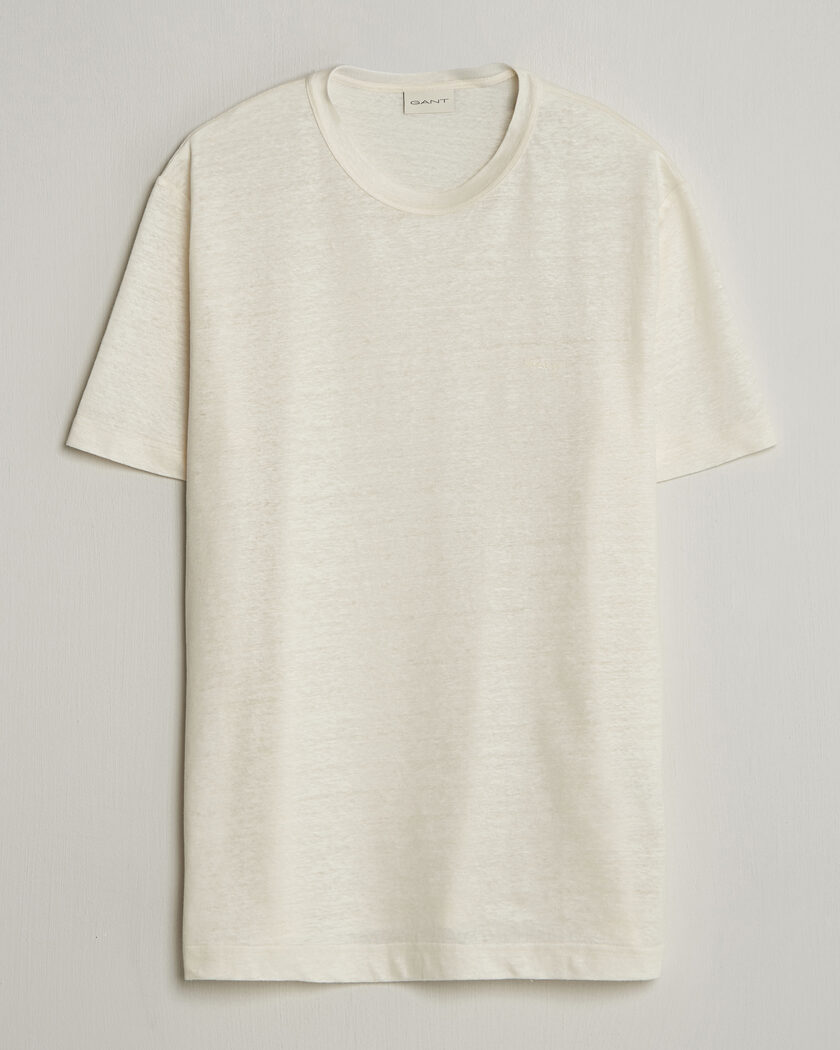 GANT Linen T-Shirt Creamed White – Hvit