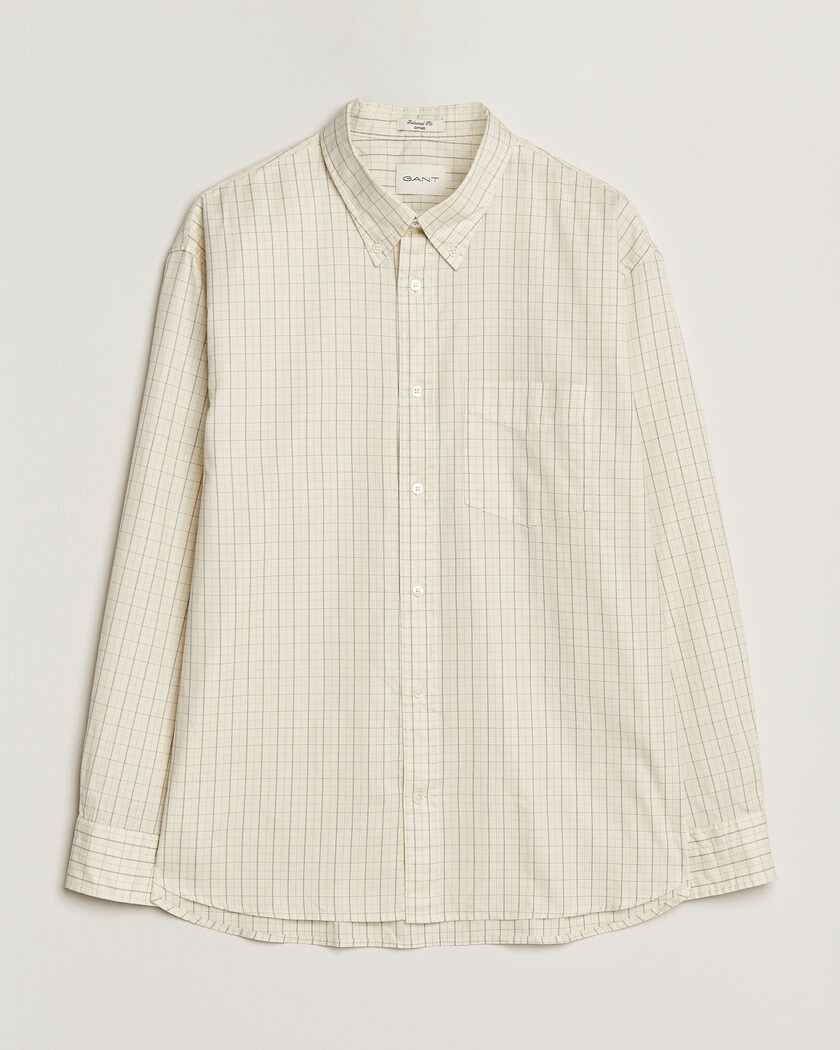 GANT Relaxed Fit Dreamy Oxford Checked Shirt Creamed White – Hvit