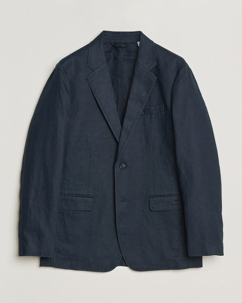 GANT Garment Dyed Linen Blazer Evening Blue – Blå