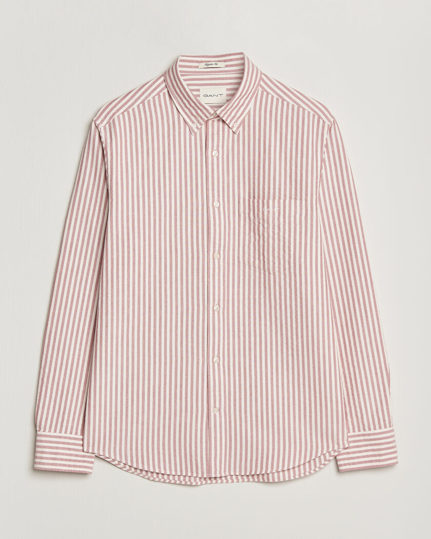 Gant Regular Fit Textured Striped Shirt Rose Red – Rød