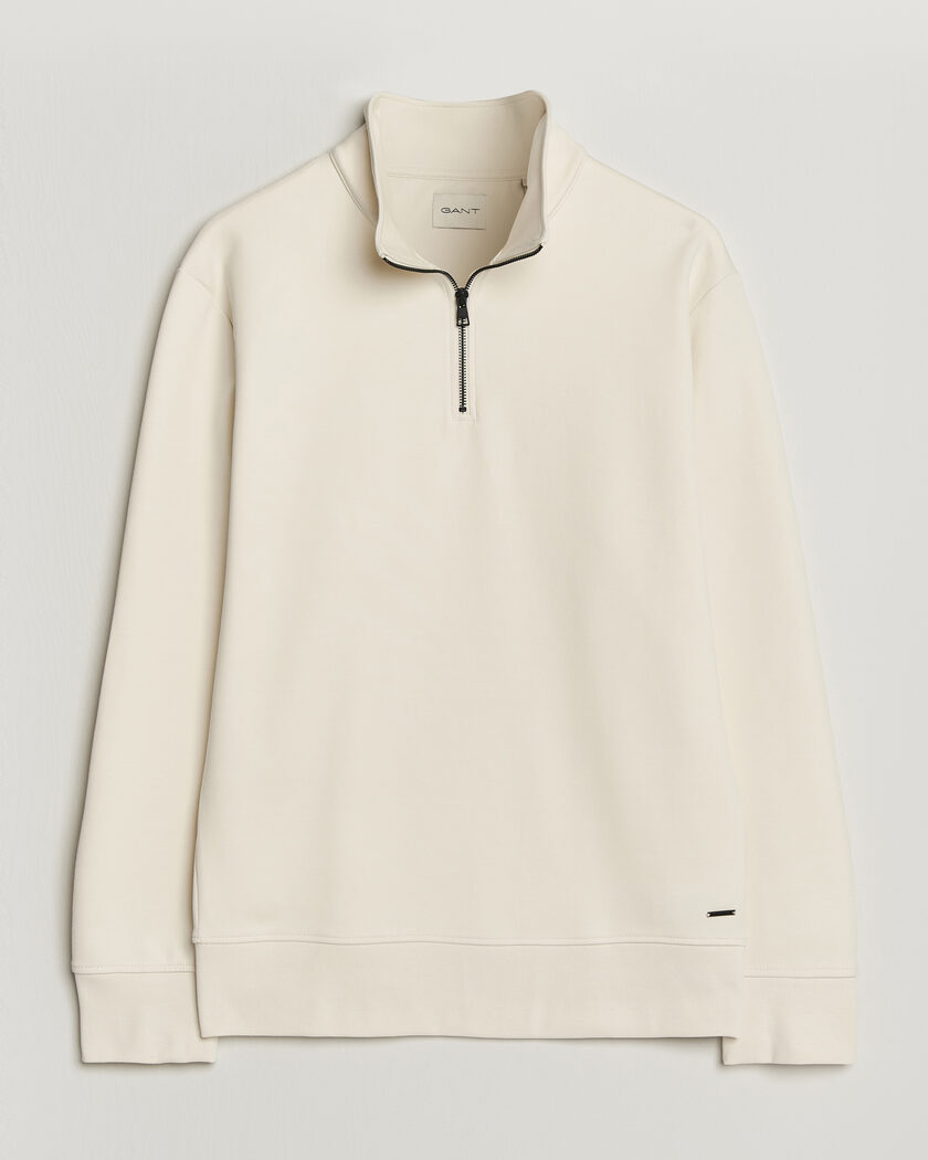 GANT Interlock Half Zip Creamed White – Hvit