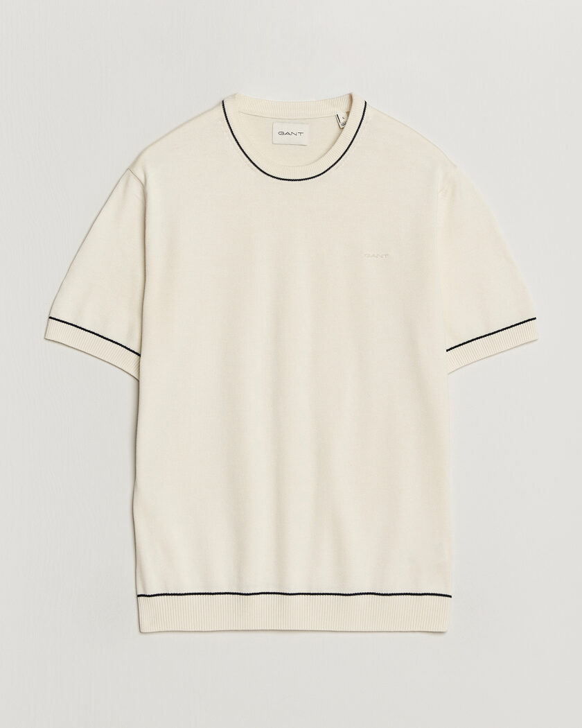 Gant Cotton/Model Knitted T-Shirt Cream – Hvit