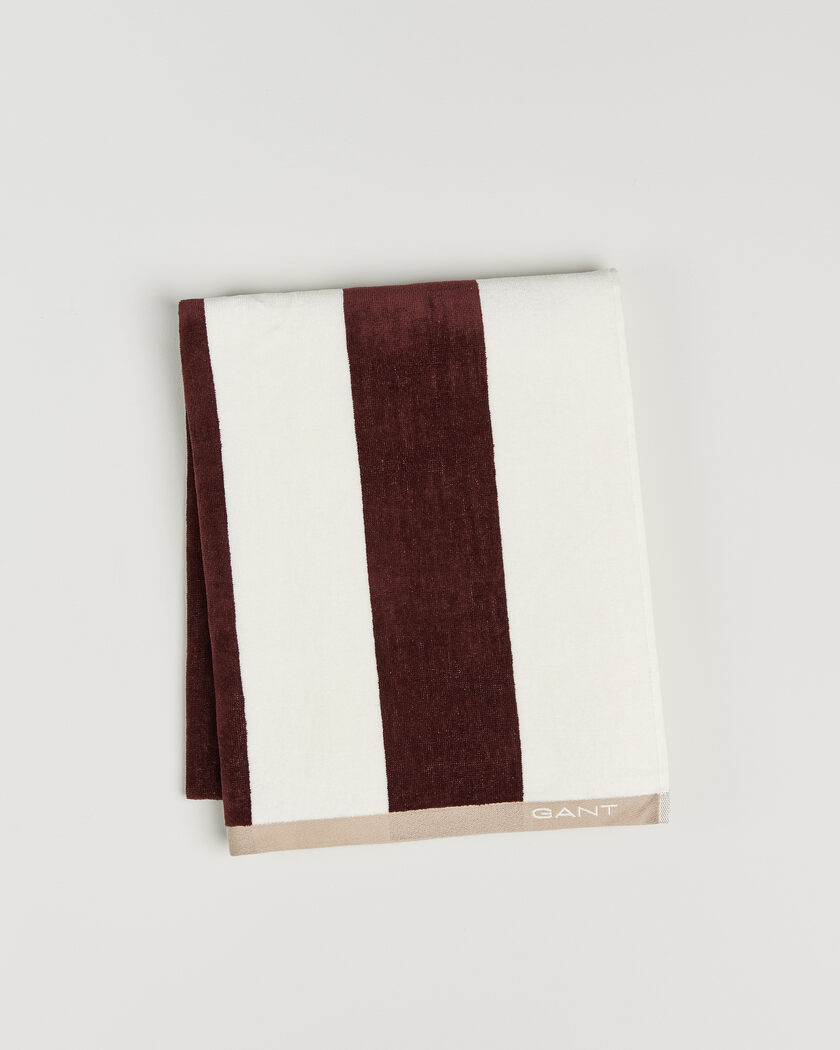 GANT Striped Beach Towel Fresh Soil – Brun