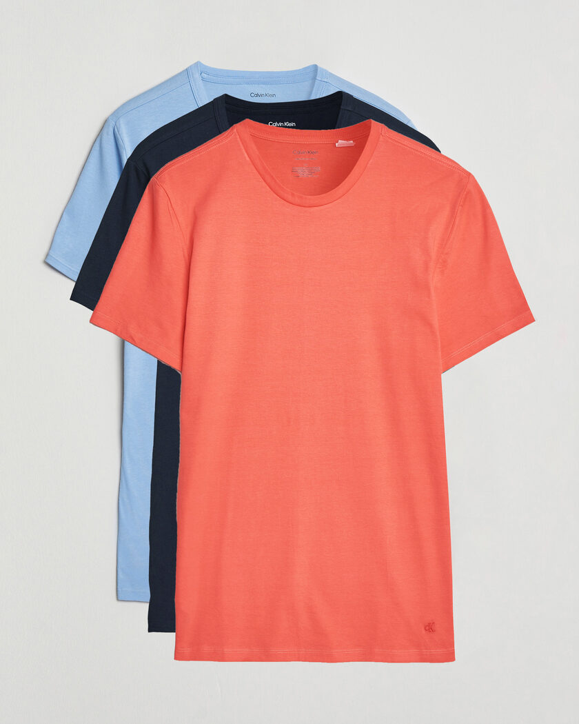 Calvin Klein 3-Pack Cotton Crew Neck T-Shirt Navy/Red/Blue – Flerfarget