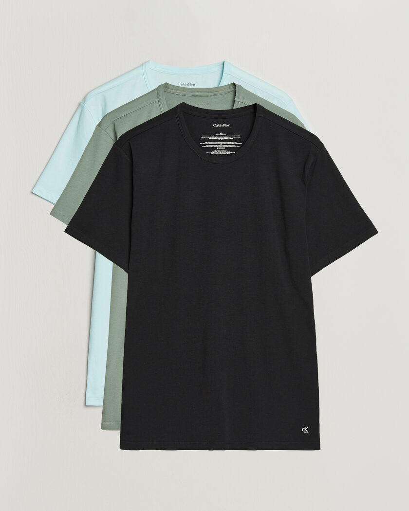 Calvin Klein 3-Pack Cotton Stretch Crew Neck T-Shirt Black/Blue/Green – Flerfarget