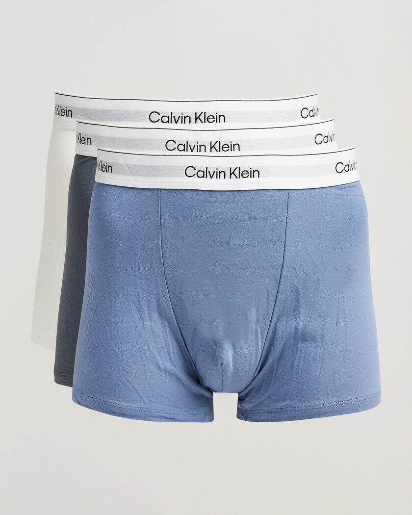Calvin Klein 3-Pack Icon Cotton Stretch Relaxed Trunk Grey/Blue/White – Flerfarget