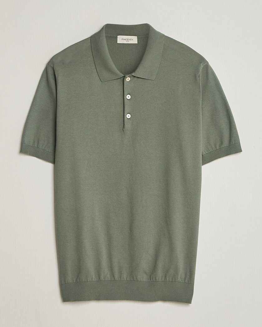 Piacenza Cashmere Short Sleeve Knitted Polo Sage – Grønn