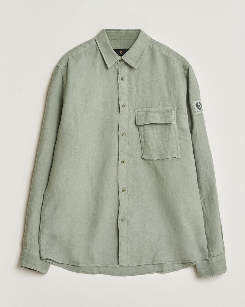 Belstaff Scale Linen Shirt Lichen – Grønn