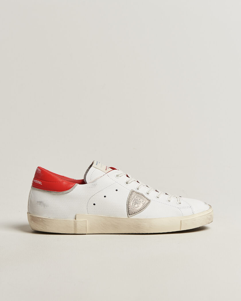 Philippe Model PRSX Low Top Canvas Mix Sneaker White/Red – Hvit
