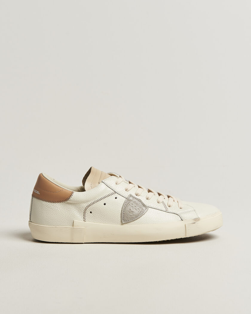 Philippe Model PRSX Low Top Canvas Mix Sneaker White/Beige – Hvit