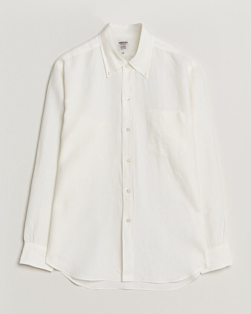 Kamakura Shirts Linen Ametora Shirt White – Hvit