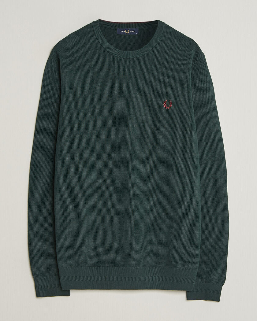 Fred Perry Piqué Stitched Sweater Grassroots Green – Grønn