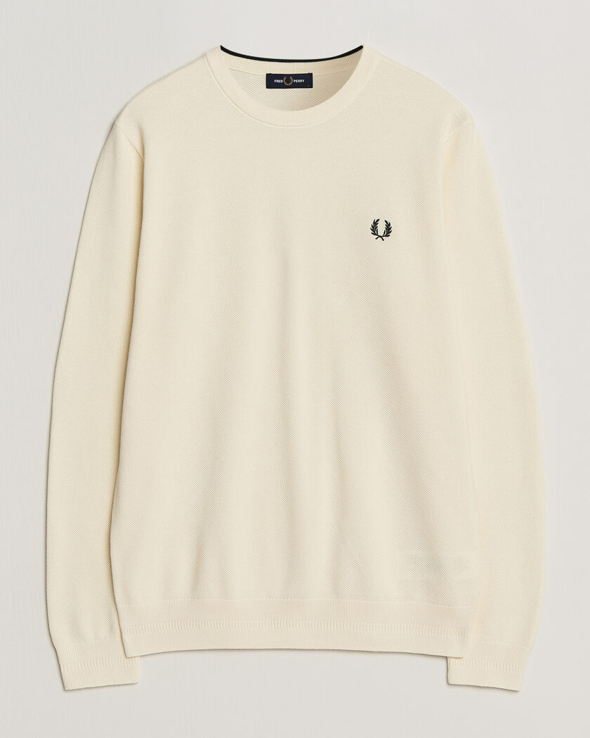Fred Perry Piqué Stitched Sweater Ecru – Hvit
