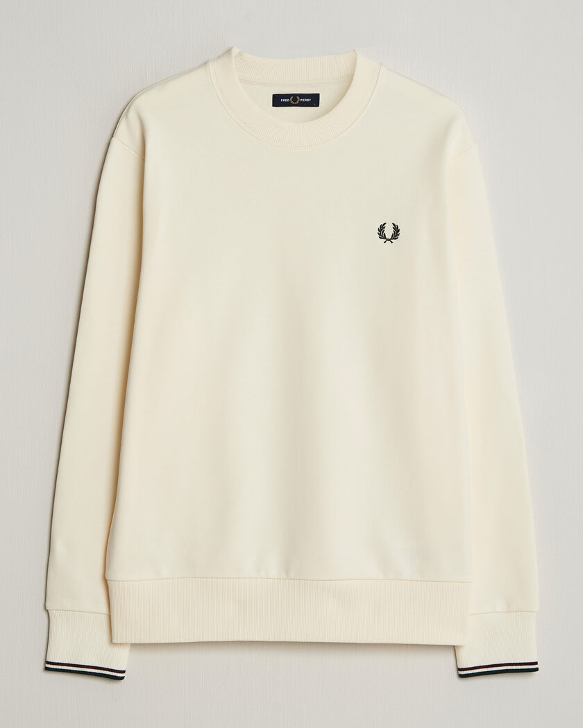 Fred Perry Crew Neck Sweatshirt Ecru – Hvit