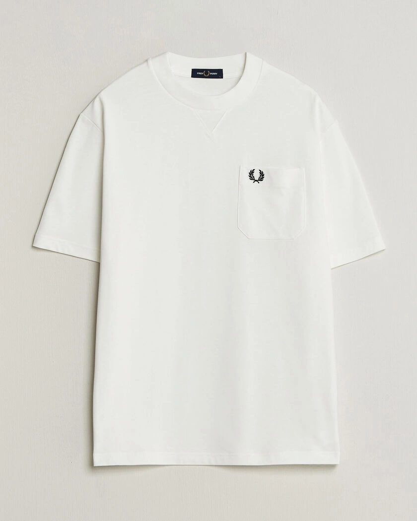  Fred Perry Heavy Pocket T-Shirt Snow White – Hvit