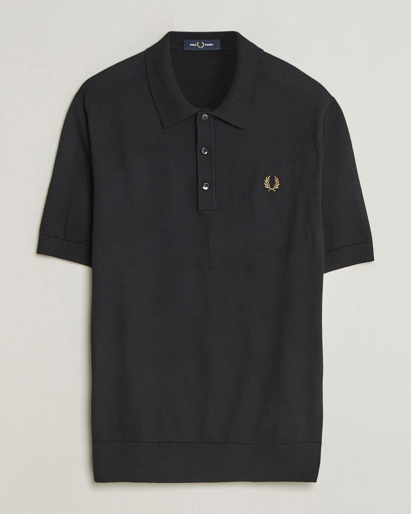 Fred Perry Cotton Knitted Polo Black – Svart