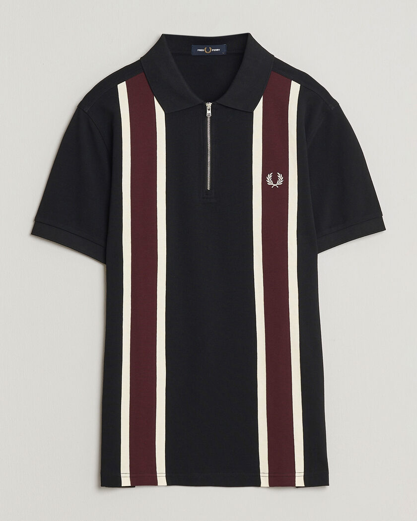 Fred Perry Tramline Half Zip Polo Black – Flerfarget