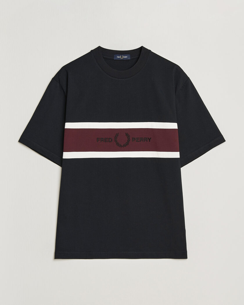  Fred Perry Embroidered Paneled T-Shirt Black – Svart