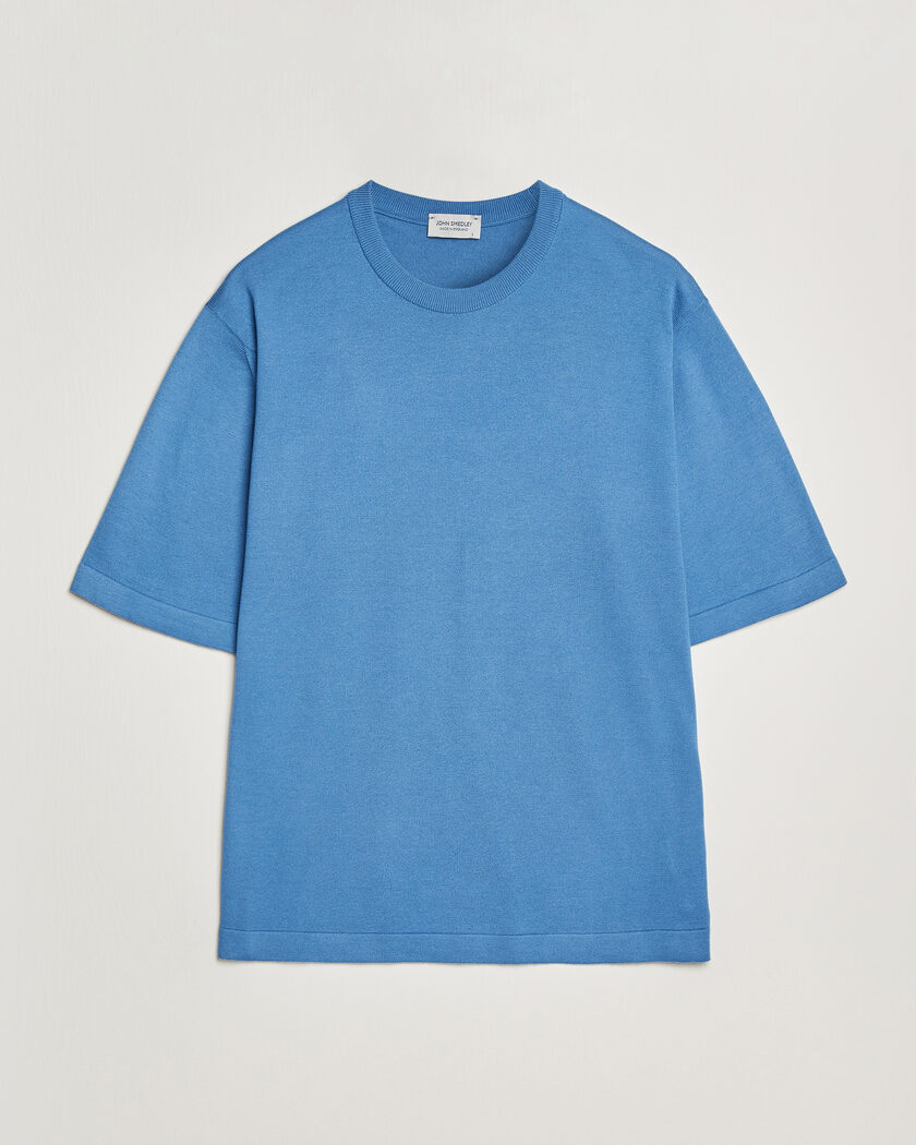 John Smedley Tindall Sea Island Cotton T-Shirt Skye Blue – Blå