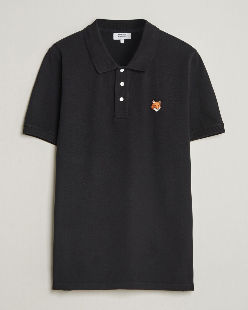 Maison Kitsuné Fox Head Polo Black – Svart