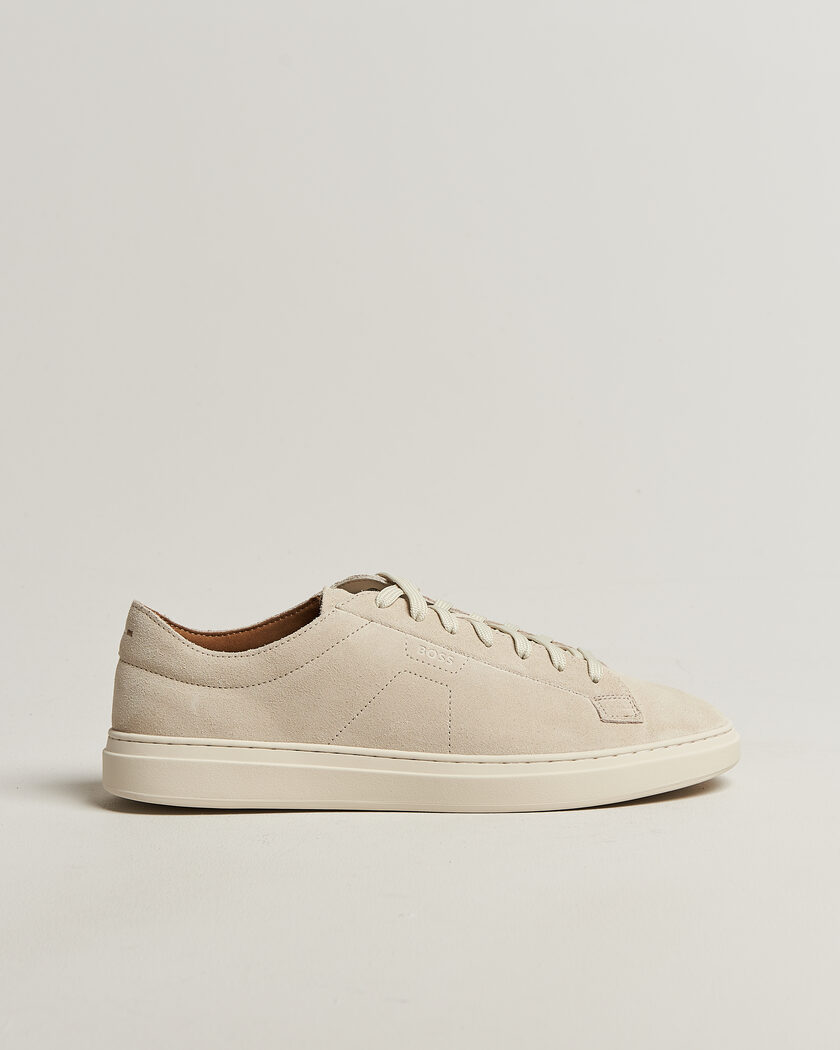 BOSS BLACK Kieran Suede Sneaker Open White – Hvit