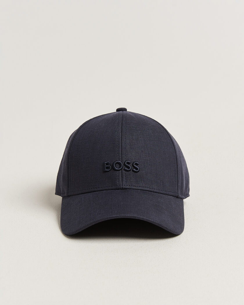 BOSS BLACK Zed Linen Cap Dark Blue – Blå