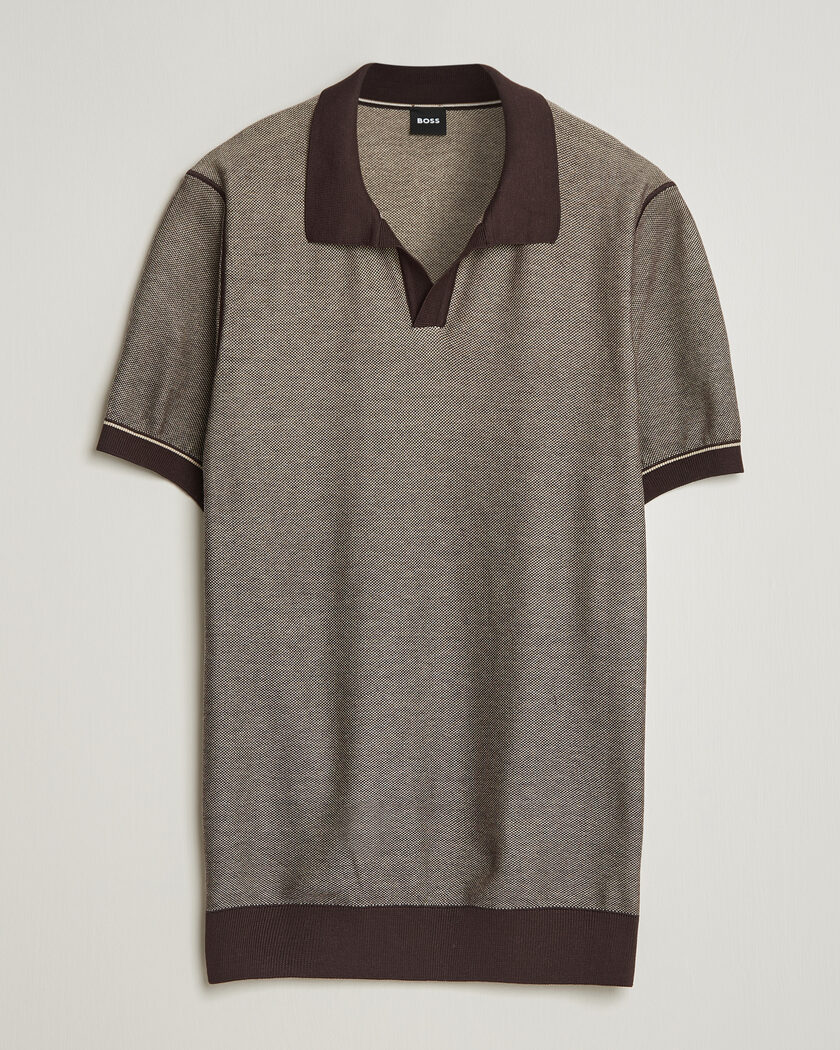 BOSS BLACK Narciso Knitted Polo Dark Brown – Brun