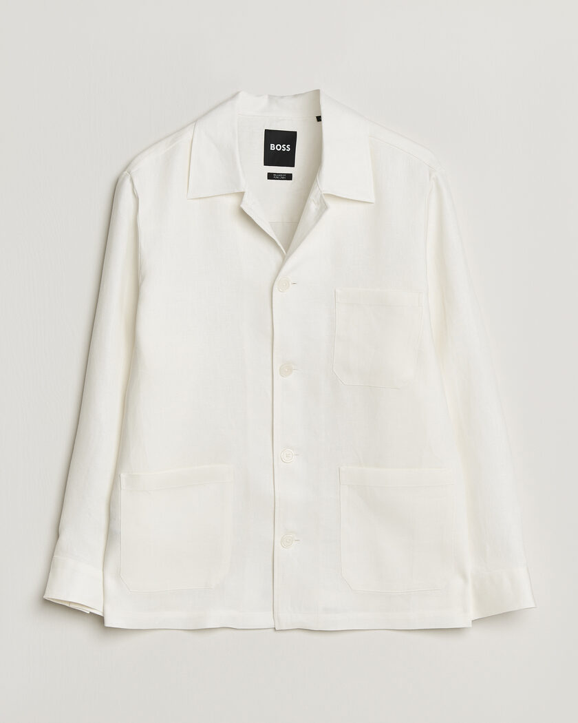 BOSS BLACK Cai Linen Overshirt White – Hvit
