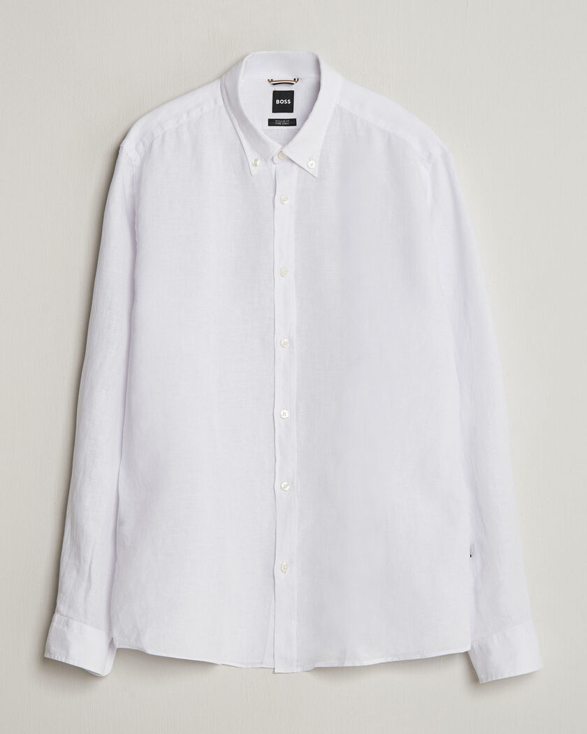 BOSS BLACK Liam Linen Shirt White – Hvit