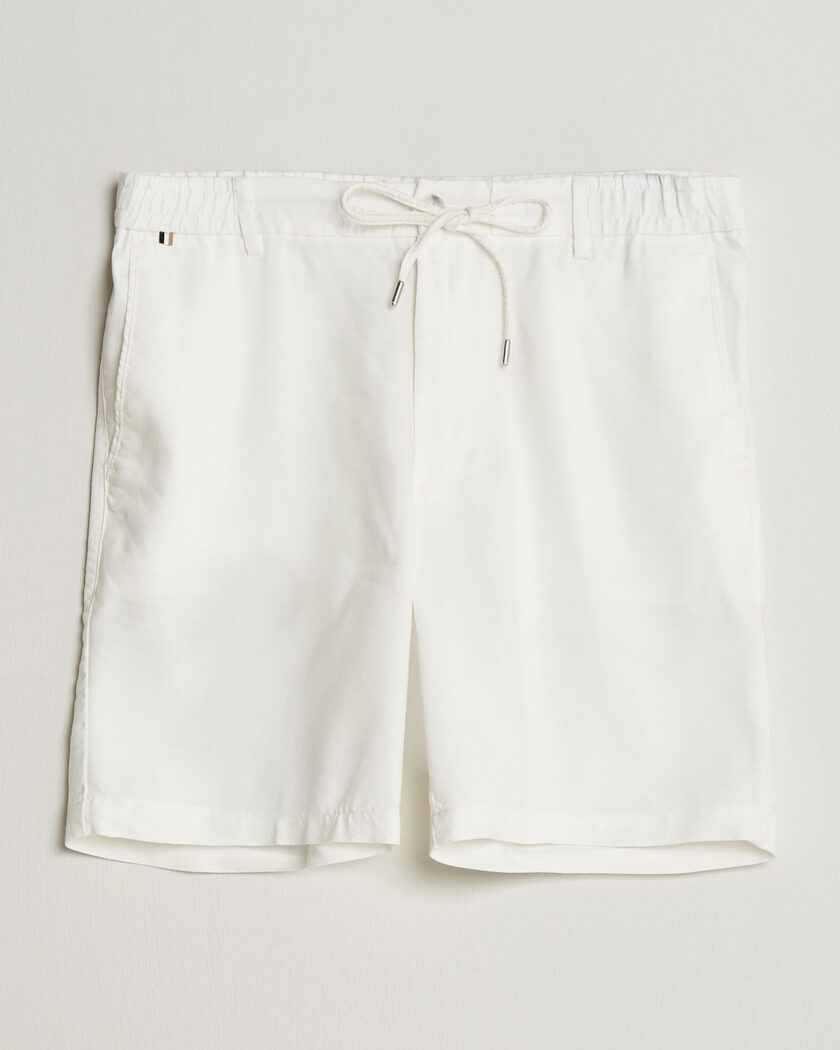 BOSS BLACK Kane Linen Drawstring Shorts White – Hvit