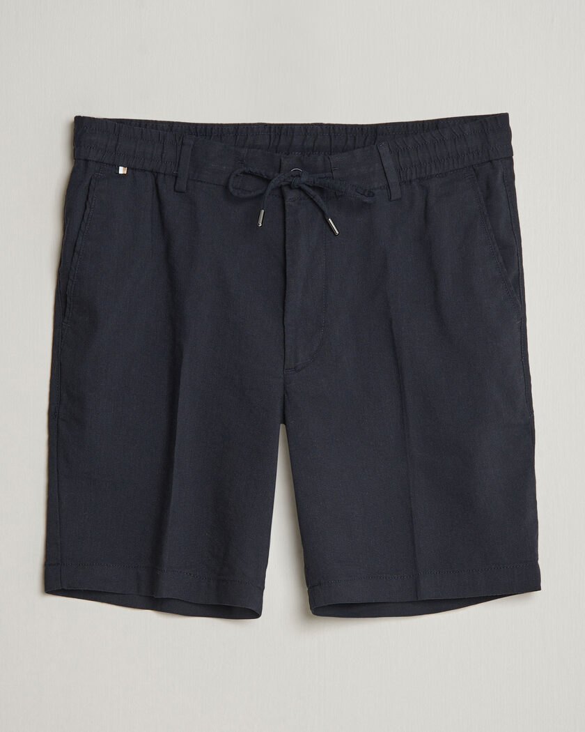BOSS BLACK Kane Linen Drawstring Shorts Dark Blue – Blå