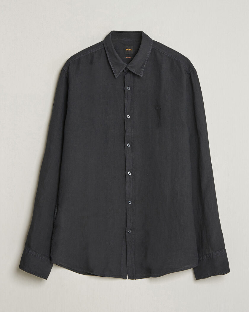 BOSS ORANGE Relegant Linen Shirt Black – Svart