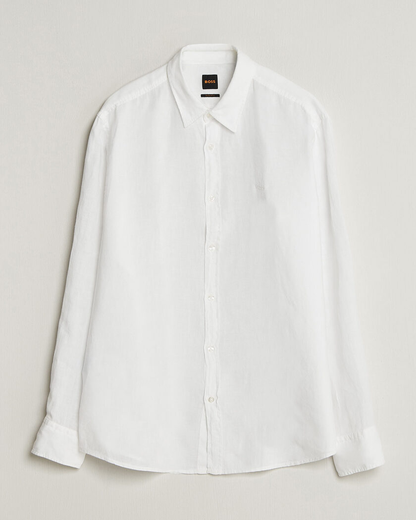 BOSS ORANGE Relegant Linen Shirt White – Hvit
