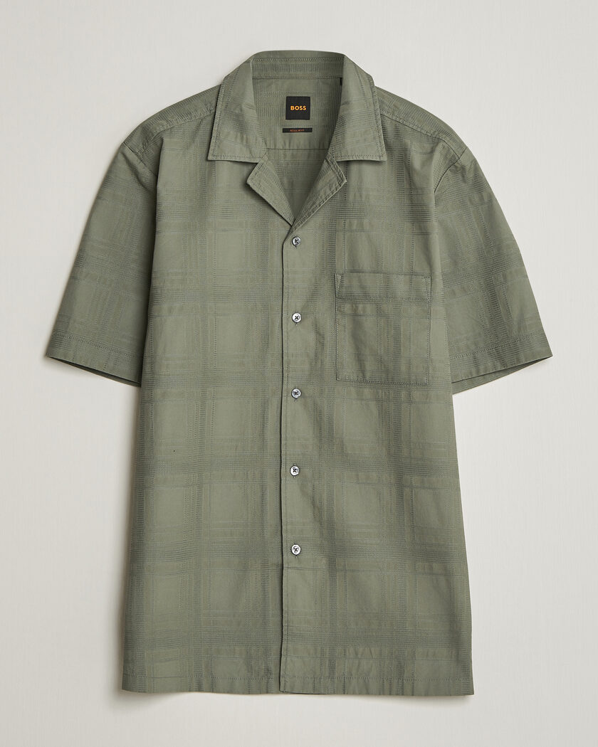  BOSS ORANGE Rayer Cotton Resort Shirt Open Grey – Grå